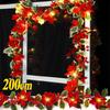 2M 10LED/3.5M 10LED Christmas Poinsettia Garland Poinsettia Velvet Artificial Poinsettia Garland String Lights for Christmas Tree Decor
