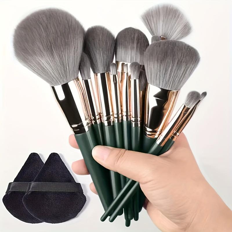 14 Pcs Ultra-Soft Green Makeup Brush Set for Face Eye Beginner-Friendly Cosmetic Tool Kit---### ?