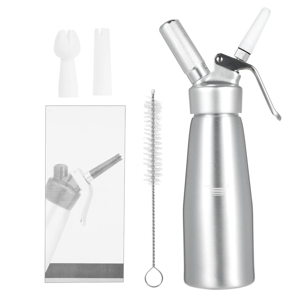 500ml vysoce odolný hliníkový šlehač smetany, profesionální dávkovač šlehačky se 3 různými