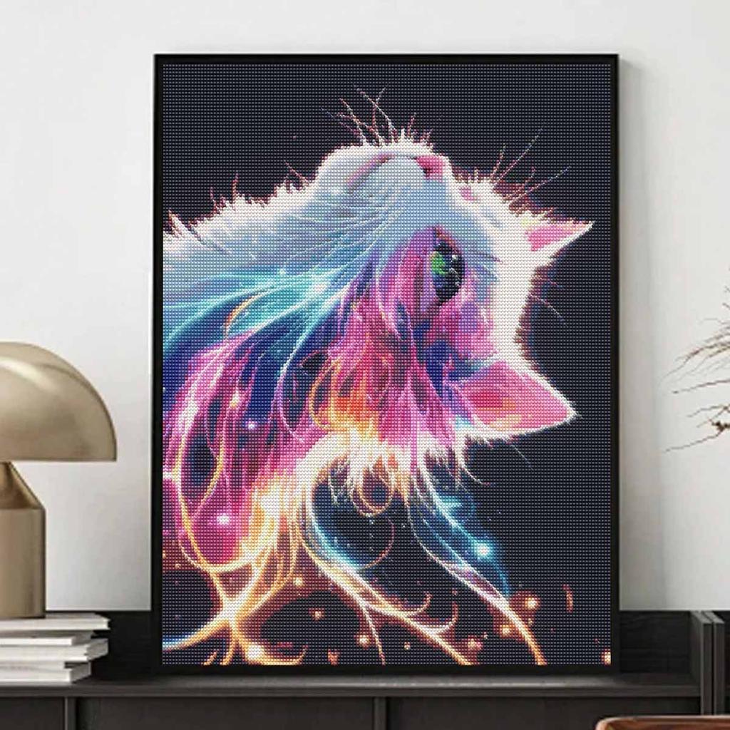 Adult Creative Diamond Painting Kit DIY Swirling Cat Rhinestone Picture Canvas Leisure Craft Wall Art Gift Making Fun Set