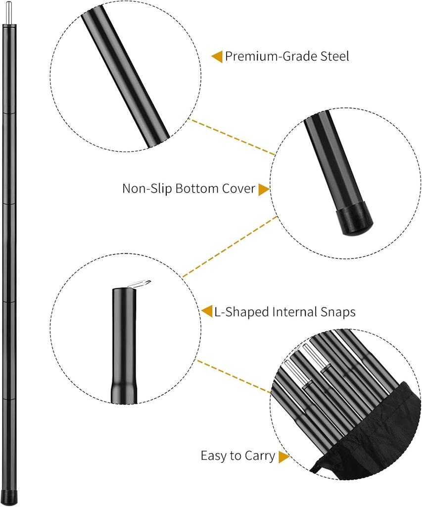 Adjustable tent support rod 2 sets (including storage bag)