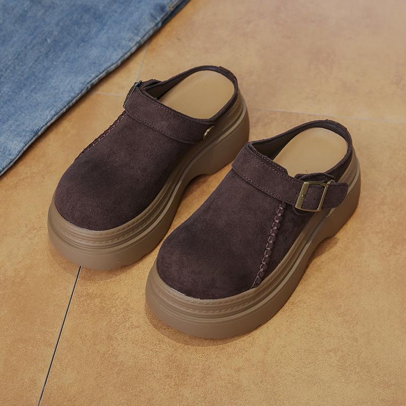 Thick-soled Shoes, Women's Headscarves, Half-slippers, Height-increasing Shoes,Adding Fleece