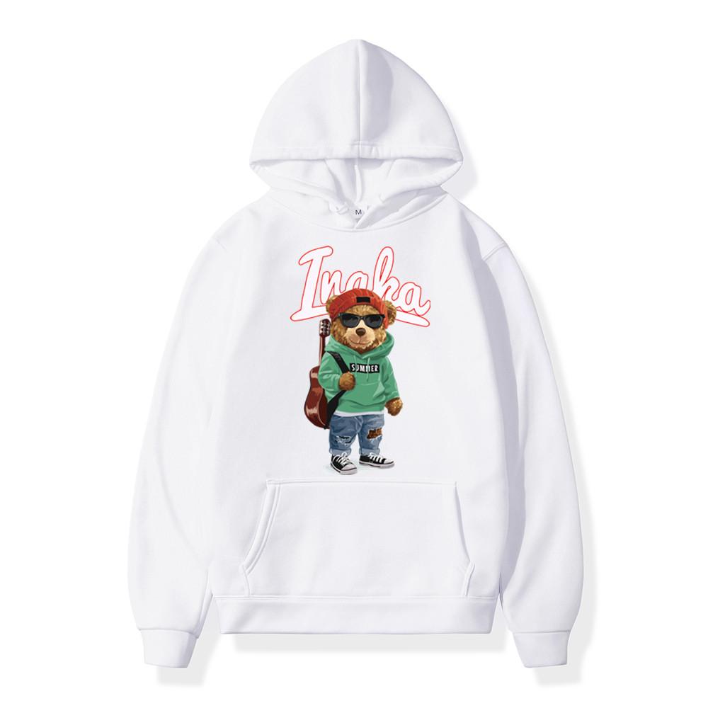 Herren Hoodies Hip Hop Inaka Power Toy Bear Print Fleece Hoody Sweatshirt Frauen Harajuku Pullover Streetwear Hoodie Unisex Kleidung