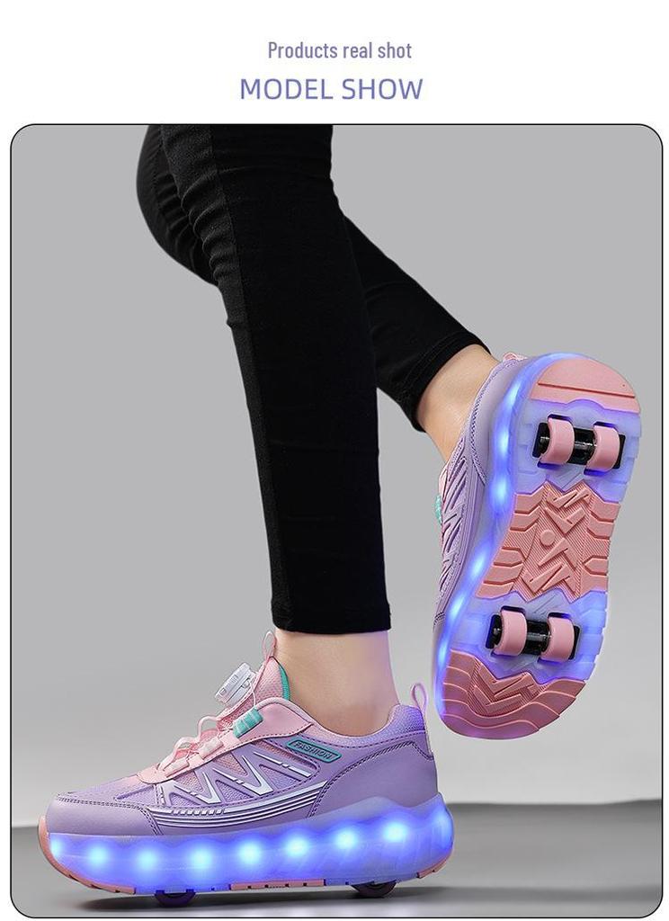 LED Rechargeable Light-Up Roller Shoes and Skates for Kids and Adults