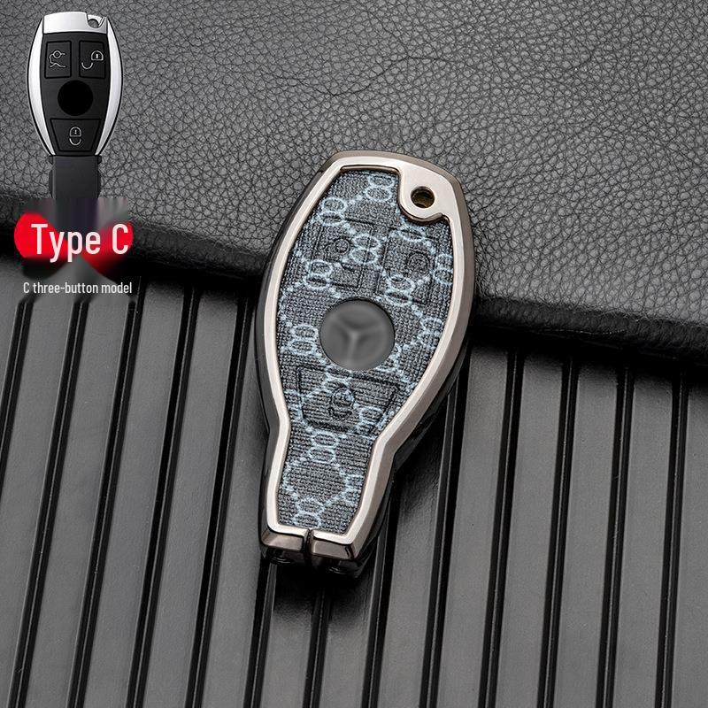 Compatible with Mercedes-Benz GLA, GLC, V-Class, A-Class, and C-Class 2018-2019 Models, This Two/three-button Full-cover Metal Key Case.