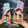 1PC Mothers Day Mom Kids Floral Heart Print 750ml Color Plastic Sports Water Bottle Leakproof Flip Straw Lid Suitable for Sports Office Home Use