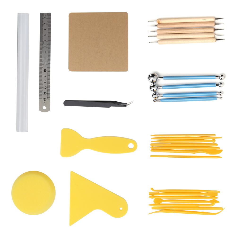 30Pcs Clay Sculpture Tool Carving Knife Drill Pen Indentation Stick Pottery Shaping Utensil
