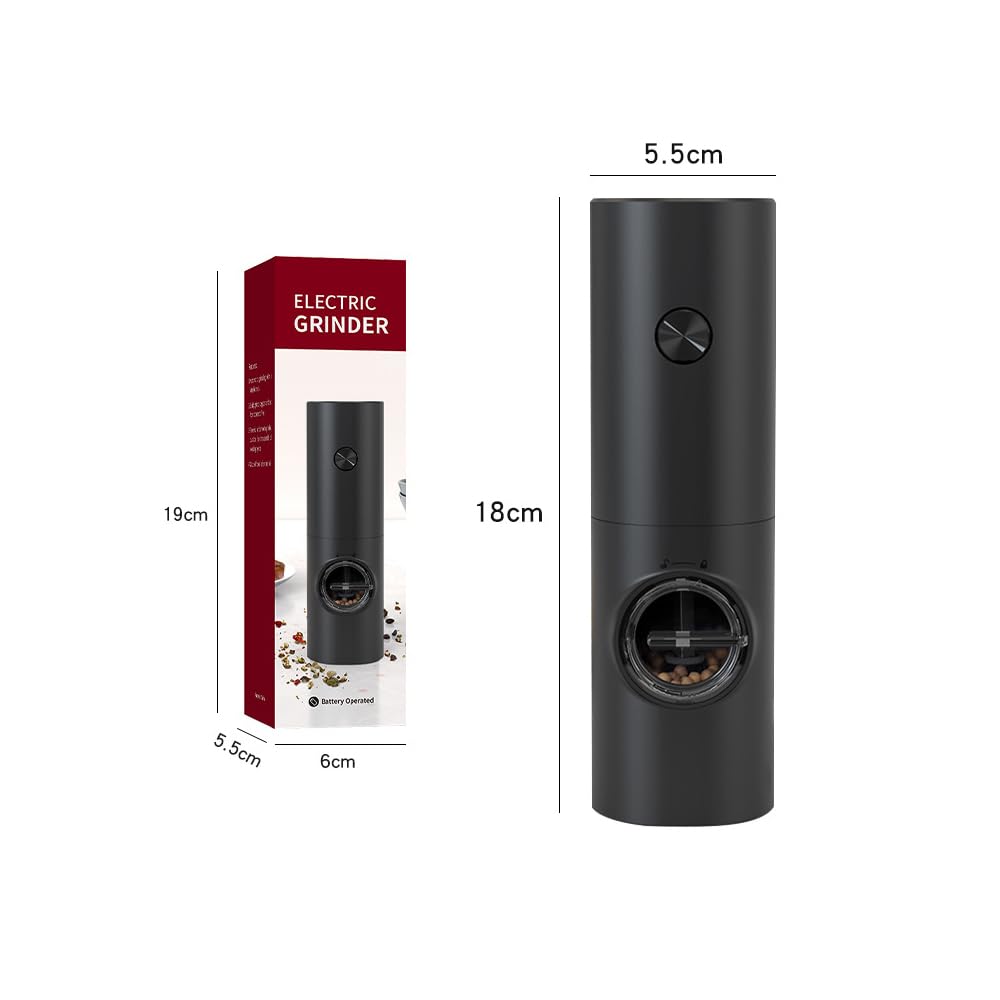 Electric Pepper Small Salt Coarseness Adjustment with LED Spice Battery Stainless Black White Rose Sea Salt One-Touch Mill, Mill, Function, Light,