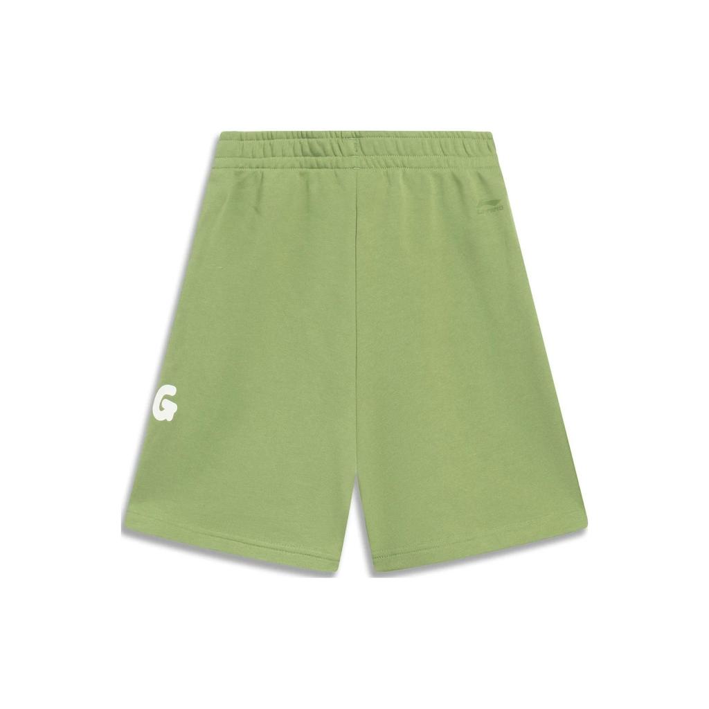 Li-Ning Sports Life Cartoon Letter Print Straight Shorts Women Bottoms Green AKST664-3