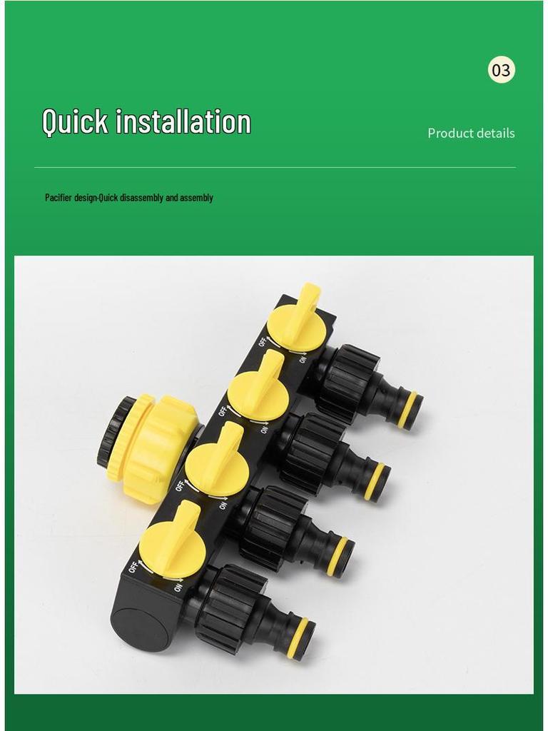 Five-Way Faucet Water Diverter Splitter with Ball Valve Switch (1" X 4 Points)