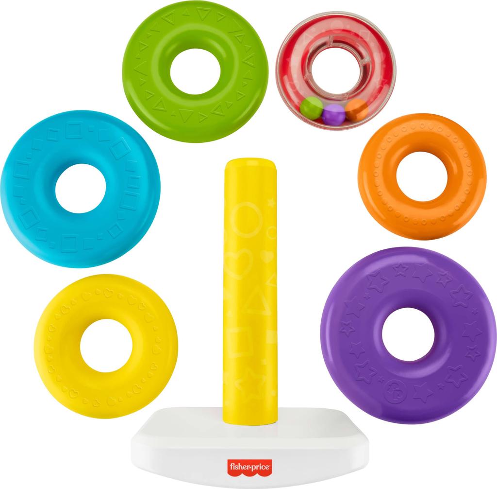 Jumbo Schaukelndes Baby Lernspielzeug für 1-Jährige und GJW15 Fisher-Price Turm, Spielzeug, Oben, Bunt,