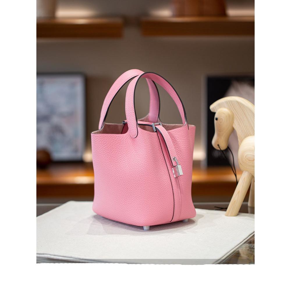 [Высококлассная Кастомизация] Полуручная Сумка из Кашемировой Шерстяной Пряжи с Кожаными Ручками, Ручная Женская Сумка 18x13x18cm