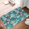 Koi Fish Sakura Blossom In Turquoise Doormat Mat Anti-Slip Cherry Flower Floral Kitchen Bath Garage Rug Carpet 40*60cm