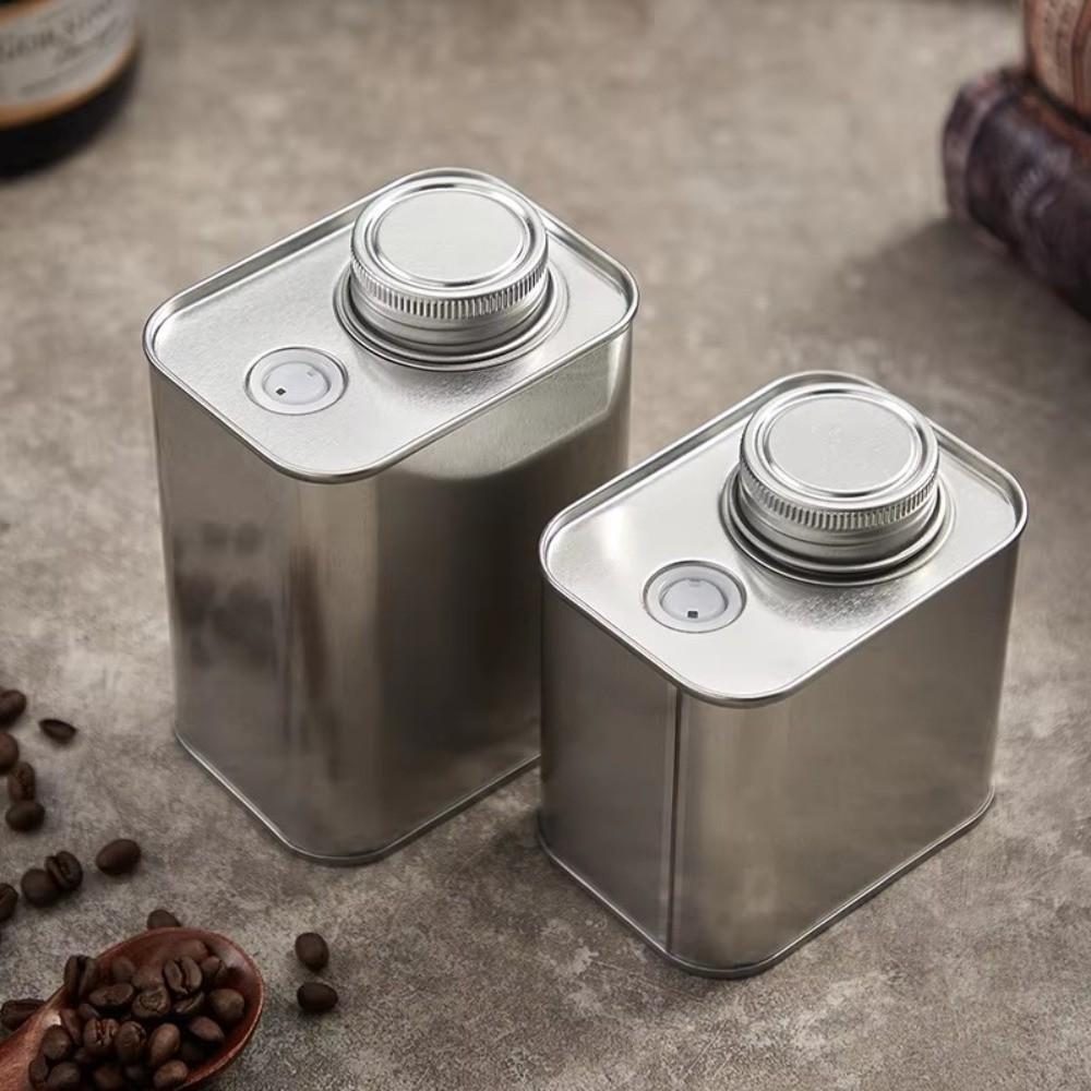 Nuove Lattine Sigillate per Caffè a Grande Capacità Quadrati Strumenti di Conservazione da Cucina Scatola per la Conservazione dei Chicchi di Caffè Lattina di Ferro con Valvola di Scarico Unidirezionale
