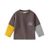 Spring and Autumn Kids Stripes Long Sleeve T-shirt Clothes Children's Clothing Baby Boy Squirrel Bottoming Shirt Boy Fake Two-Piece Tops