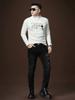 Men's Fleece-Lined Half-Turtleneck Gold-Printed Long-Sleeve T-Shirt