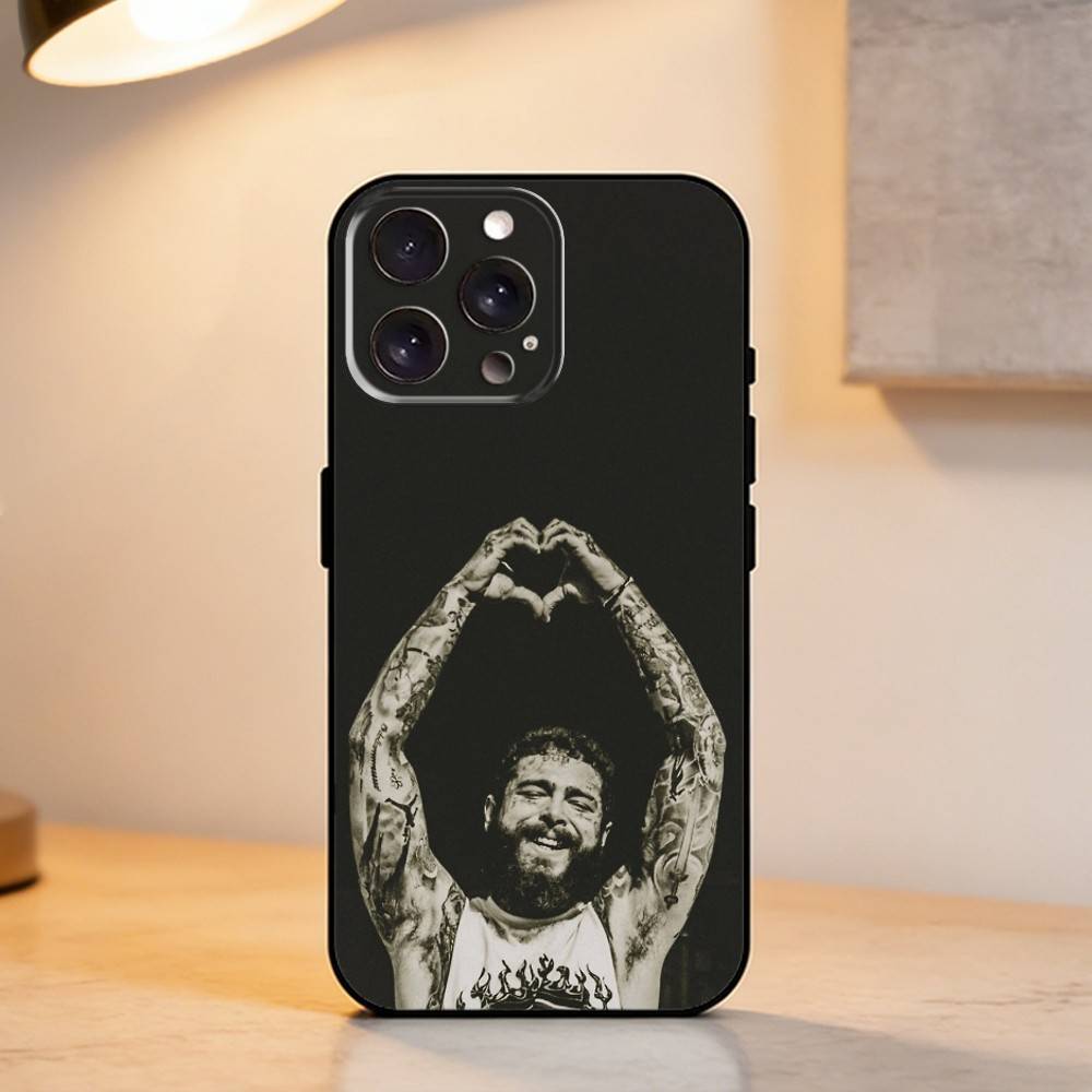 King P-Post M-Malone Phone Case For iPhone 17,16,15,14,13,12,11 Plus,Pro Max,XS,Soft Silicone Black Cover