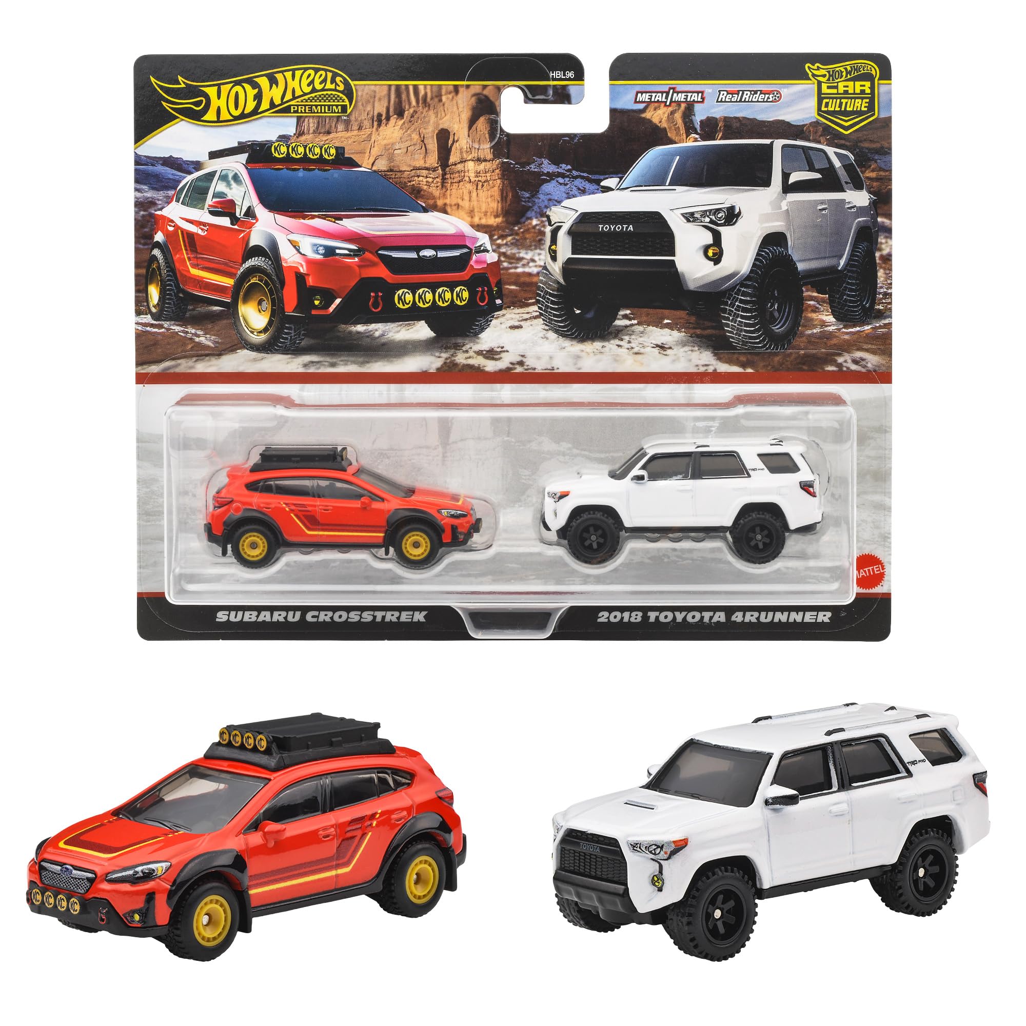 

Hot Wheels Премиум Набор из 2 машинок Subaru Crosstrek 2018 Toyota 4Runner, Игрушки-машинки, Миниатюрные машинки, Возраст 3+, Многоцелевой, JBK98
