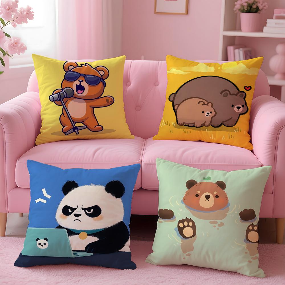 Cute Cute Little Bear Cushion Cover Cushion Cover Set 4Pcs 50X50 45X45 40X40 Pillowcase Decorative Sofa Home Decor