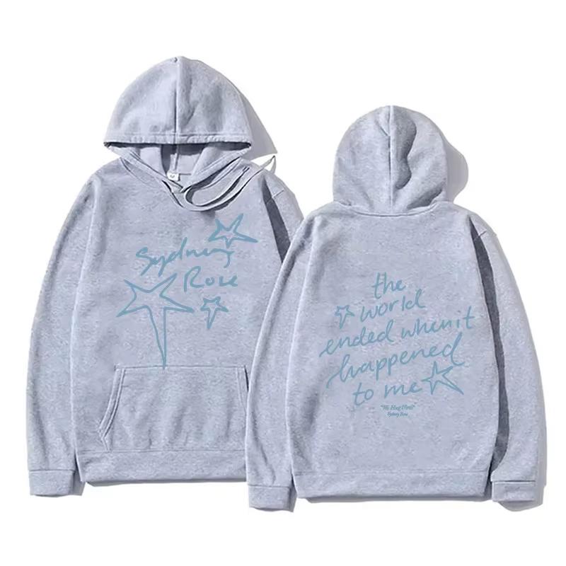 Sydney Rose Handwritten Star Lyrics Print Hoodie Men Women Harajuku Hip Hop Gothic Oversized Sweatshirt Perfect for Commute & Loungewear