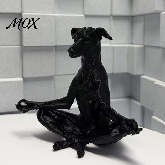 Contemporary Black Dog Figurine 3D Printed Meditating Statue, Zen Sitting Puppy for Stress Relief Novelty Items Home Decor, Creative Animal Sculpture