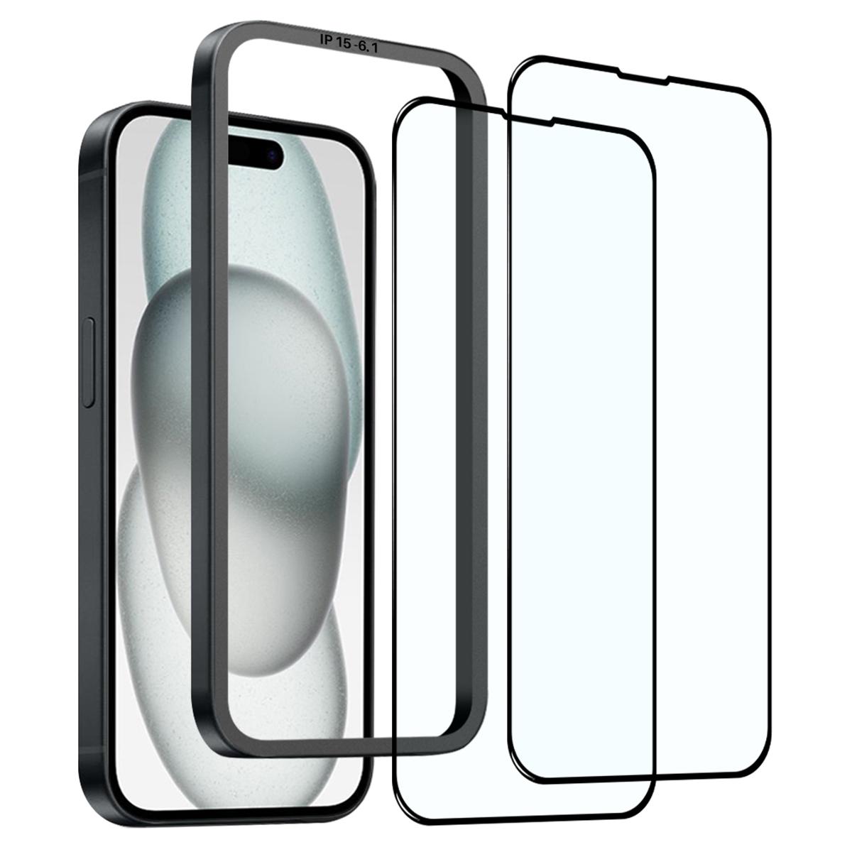 

Northjo 2pcs A+ для iPhone 15 Захисник екрана 0,3 мм висотою алюмінієва-силіконова скляна плівка з вирівнюванням рамки As Shown A
