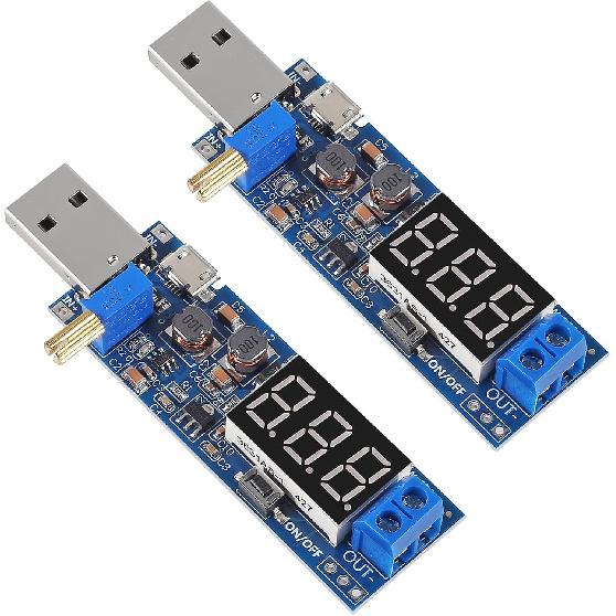 2pcs USB Buck Boost Converter 3.5V-12V to 1.2V-24V DC-DC Adjustable Step Up Step Down Power Supply Module Voltage Regulator 5V to 3.3V 9V 12V 18V 24V
