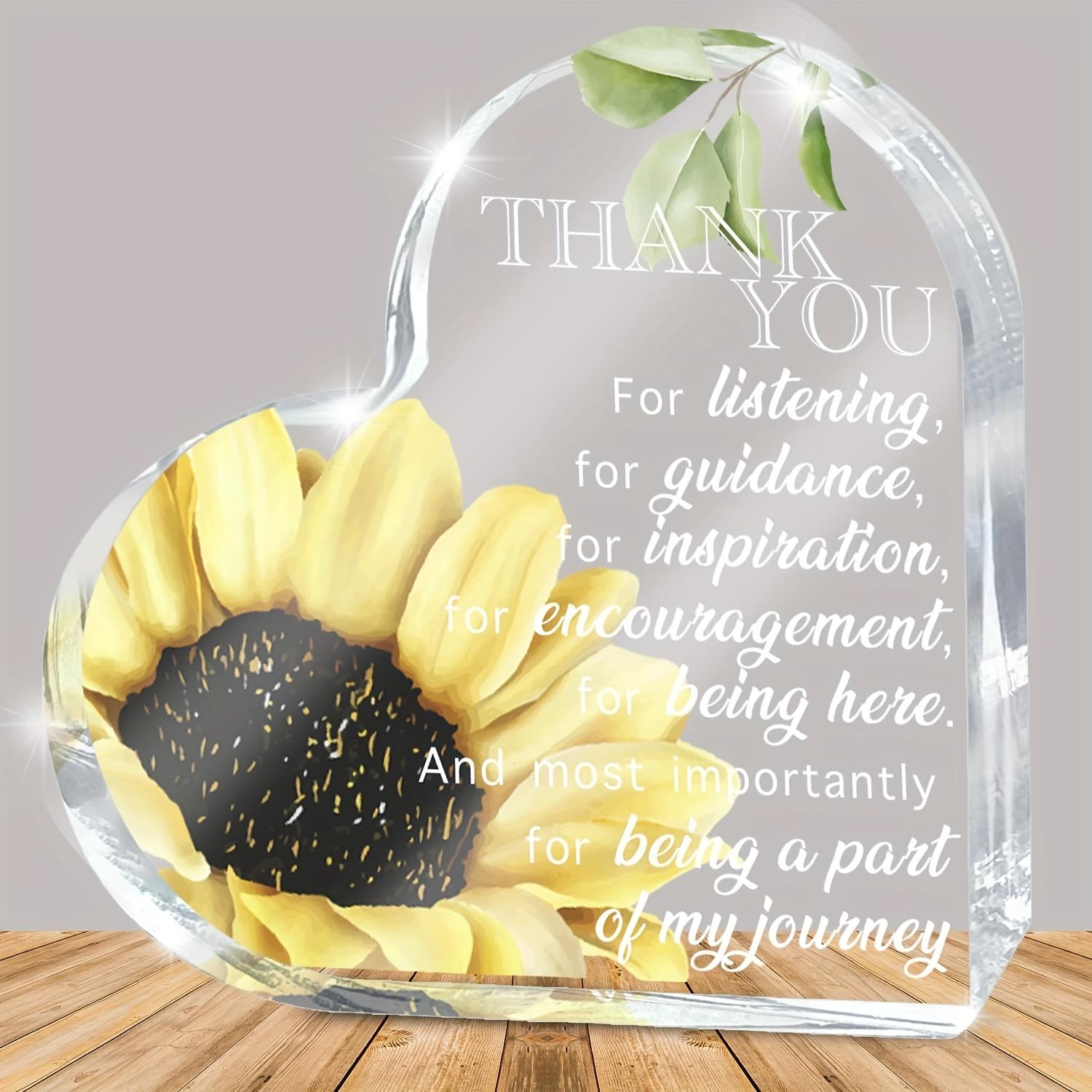 Vintage Acrylic Sign, 1pc Heart-Shaped Acrylic Sunflower Wall Art -  Thank You for Listening, Guidance, Inspiration, Encouragement 10*10cm