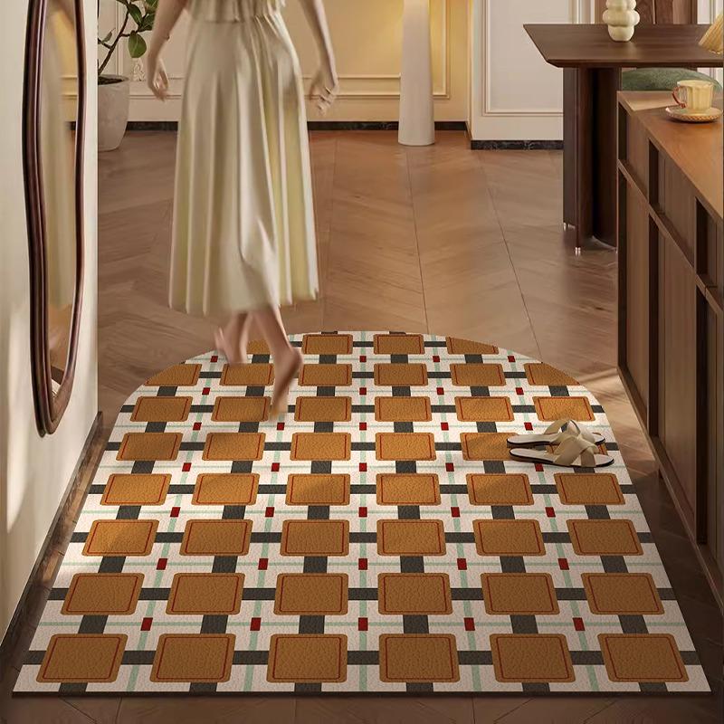 Entrance Carpet Pvc Waterproof Leather Door Mat Arched Floor Mats Green Retro Porch Carpets Home Decoration Rug Christmas Gifts