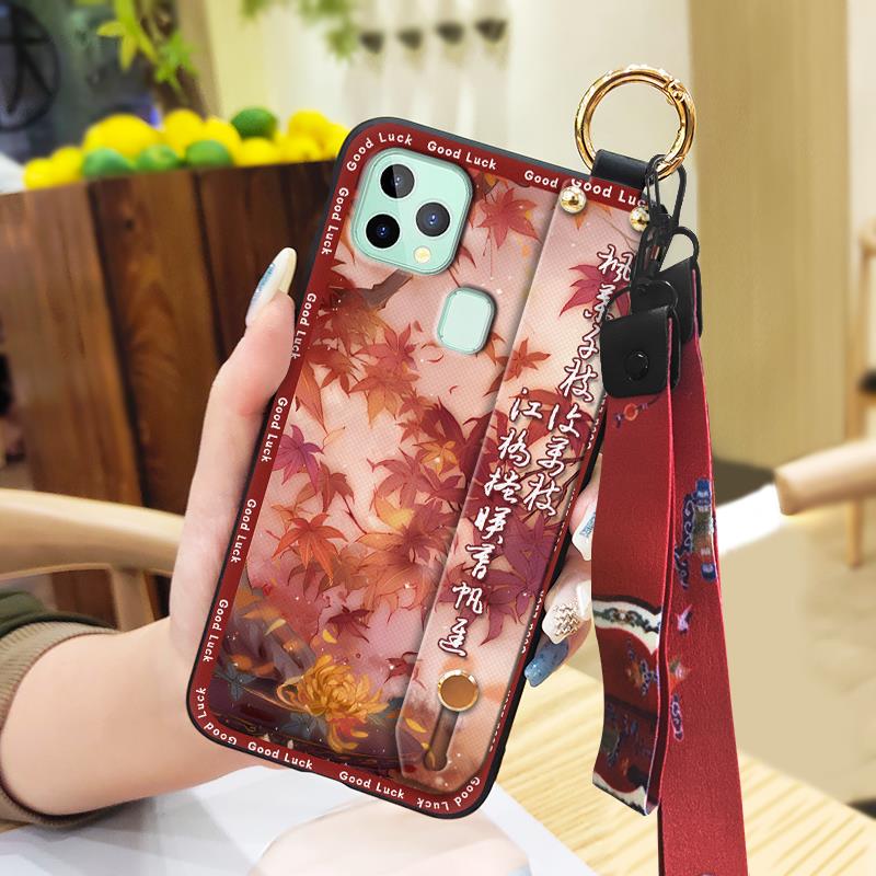Fashion Ring Phone Case For Oukitel C22 Elderly lady Protective Lanyard Anti-dust Shockproof Waterproof Chinese style
