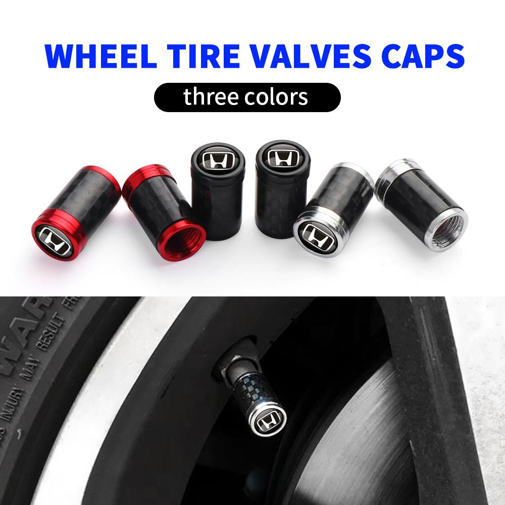 4pcs Car Wheel Tire Valve Cap Stem Cover Auto Accessories For Honda Accord Mugen CITY CR-V Fit Type R Insight Civic Jazz Odyssey