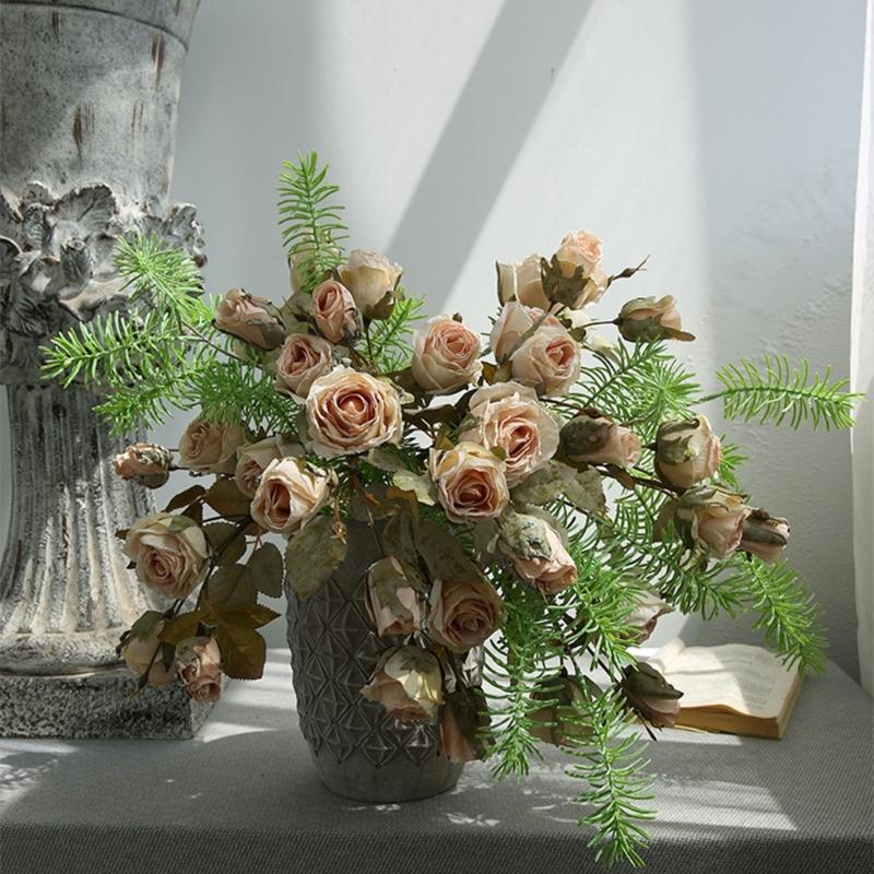 Vintage Styles Rose BouquetRose Flower Props Beautifully Crafted Fakes Flower Ornament Realistic Flower for Indoor Decor