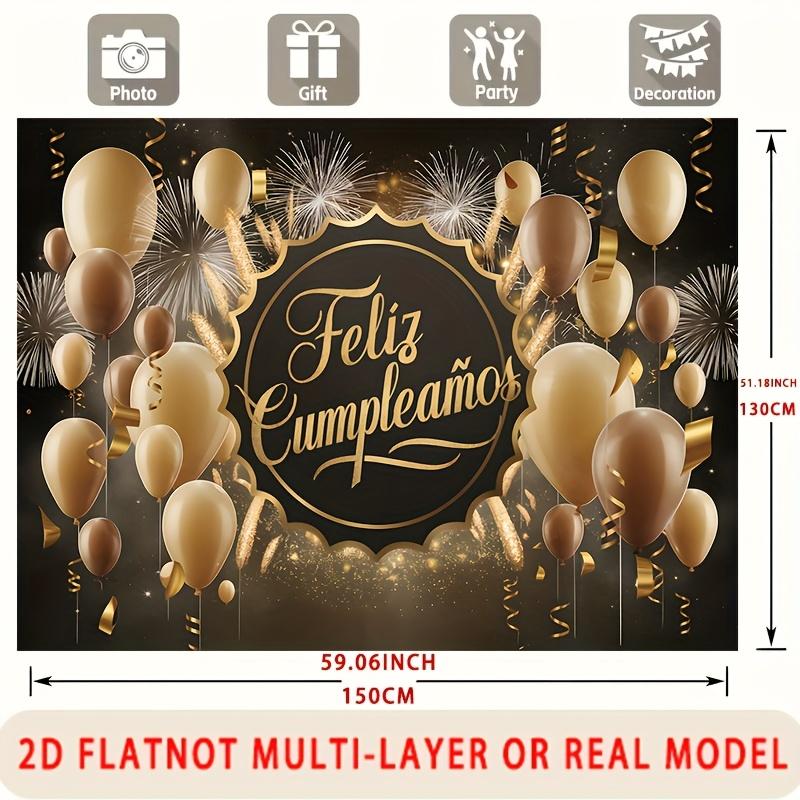 Spanisch Feliz Cumplea?os, 1 Stück Polyester Party Hintergrund Banner, Fotoautomaten Hintergrund, Wanddekoration