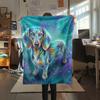 Blue green puppy goat Print Flannel Blanket,High quality Comfortable for All Seasons,Home Decor,Warmth and Comfort,Perfect for Christmas Gifts