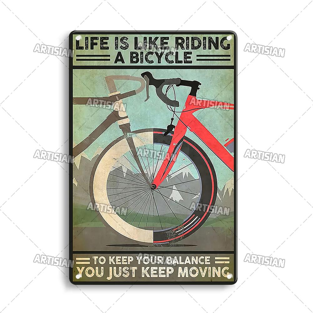 Artisian Cycling Metal Sign Bicycle Riding Tin Plaque Bike Decorative Poster Wall Decor Garage Bar Pub Club Hotel Cafe Kitchen