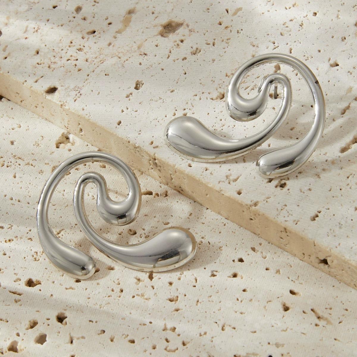 Неправильные серьги, Модные и преувеличенные, Лаконичные серьги, Серьги-гвоздики серебряный