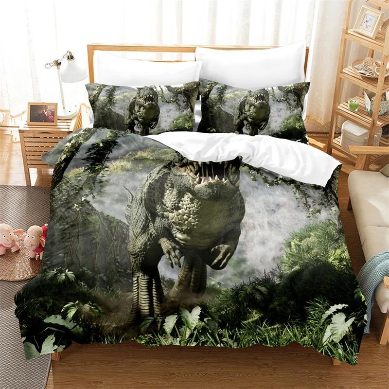 Dinosaur Duvet Cover Twin Microfiber 3D Animal Comforter Cover Jurassic World Park Dinosaur Bedding Set For Kids Teens Boys Room