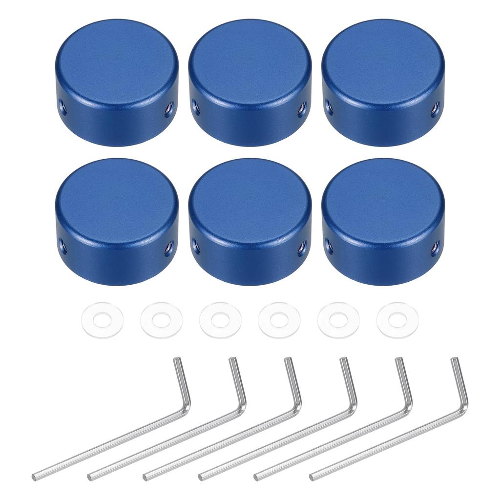 Uxcell 6 Pieces Footswitch Guitar Pedal Button Metal Footswitch Top Covers for Guitar Effect Pedal Dark Blue Toppers, Caps, 3/8" Buttons,