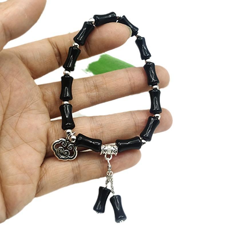 New Chinese Style National Style Bamboo Knot Peace Lock Tassel Bracelet Design Sense Niche Bracelet Personality Temperament Unisex Retro