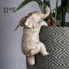 Hanging Resin Elephant Flower Pot Hugger Planter Edge Elephant Figurine Planter Hanging Bonsai Ornament for Garden Yard Balcony