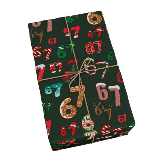 67 Meme Christmas Gift Wrap Funny Wrapping Paper for Kids Unique Brain Rot Holiday Gift Wrap Paper Roll for Birthday Xmas Present Wrapping