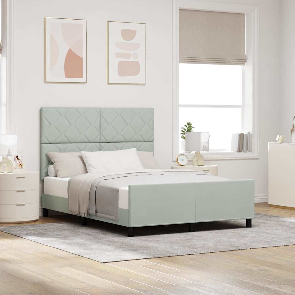 Box Spring Bed with Headboard Light Grey 140 x 200 cm Velvet