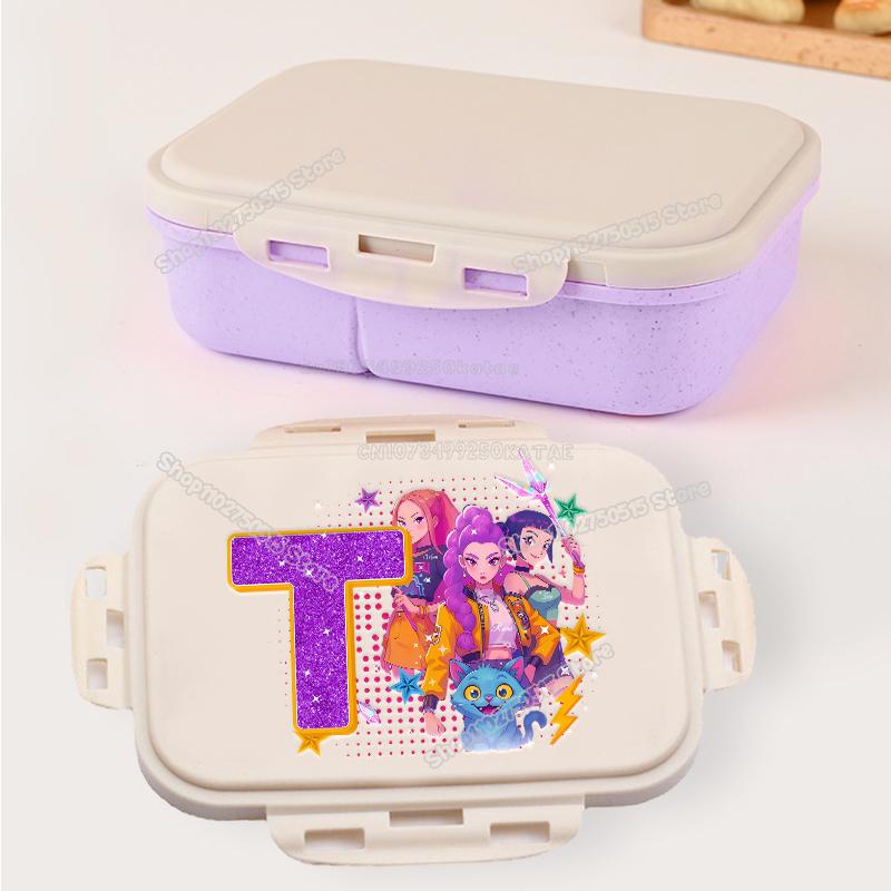 Kpop Demon Hunters Letter A-Z Bento Boxes Rumi Mira Zoey Student Lunch Box School Office Microwave Portable Fruit Food Container