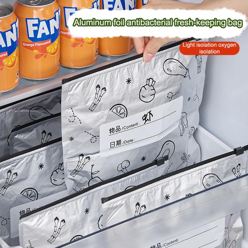 10Pcs Slide Fastener Aluminum Foil Food Bag Leakproof Freezer Safe Kitchen Fresh Bag Sealed Fresh-Keeping Home Use Durable Bag