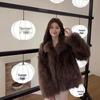 Stylish Mid-Length Winter Overcoat In Luxe Imitation Fox Fur