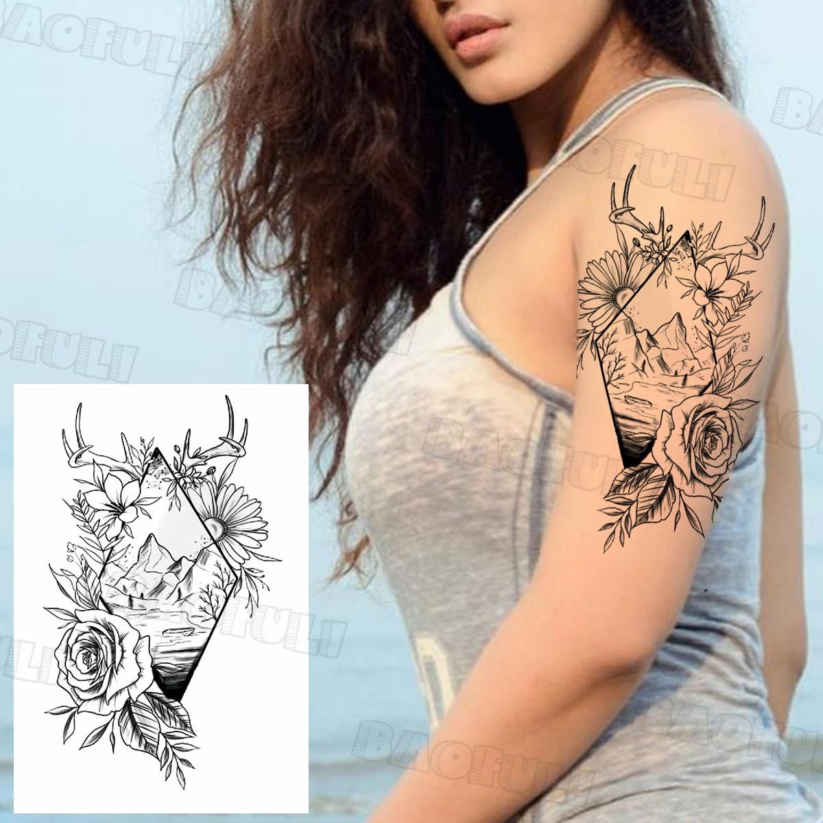 

DIY Компас Корабель Якір Тимчасові Татуювання Для Дорослих Підроблений Лев Тигр Дракон Астронавт Тату Наклейка Унікальні Водостійкі Татуювання