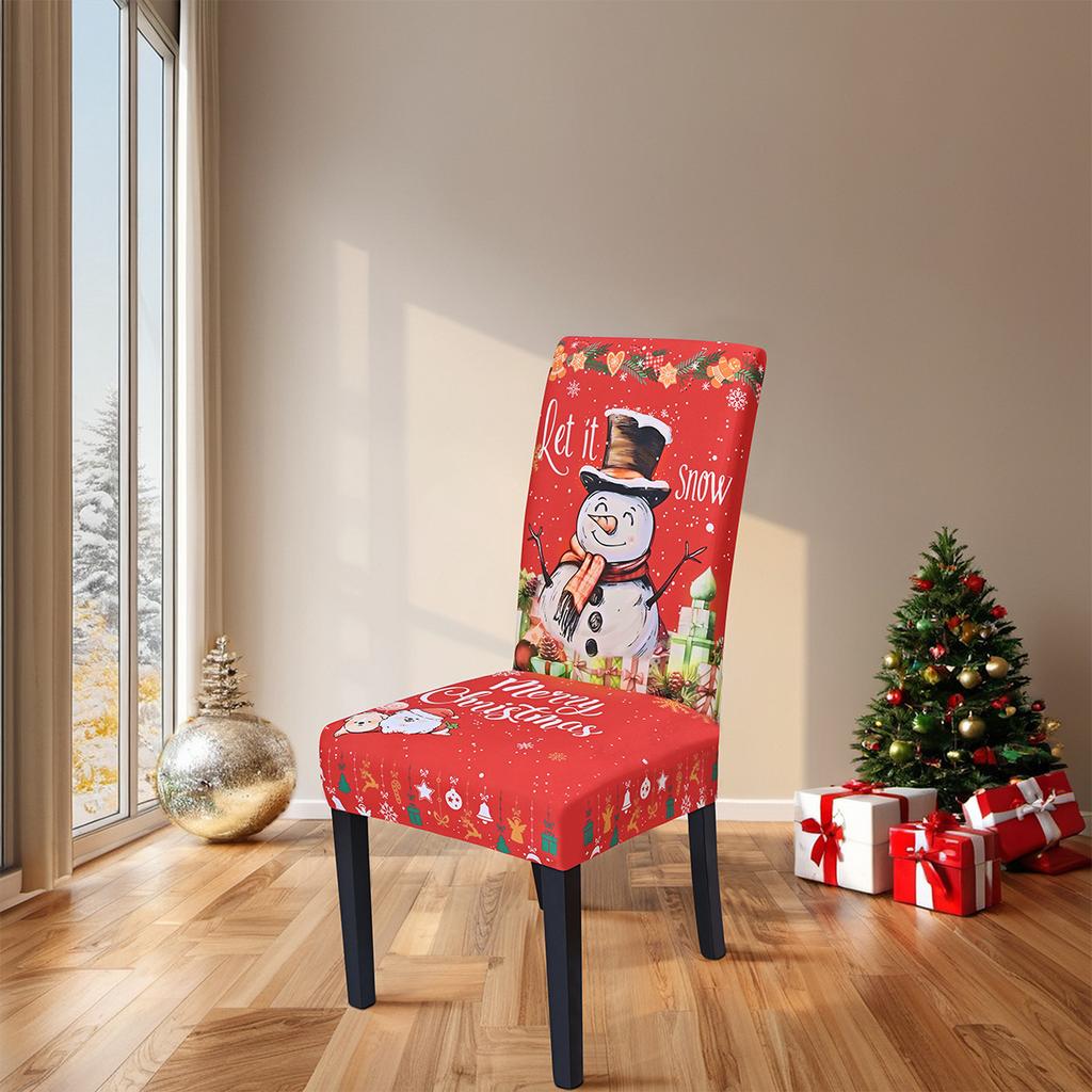 Stretch Print Christmas Chair Cover Christmas Chair Cover Decoration