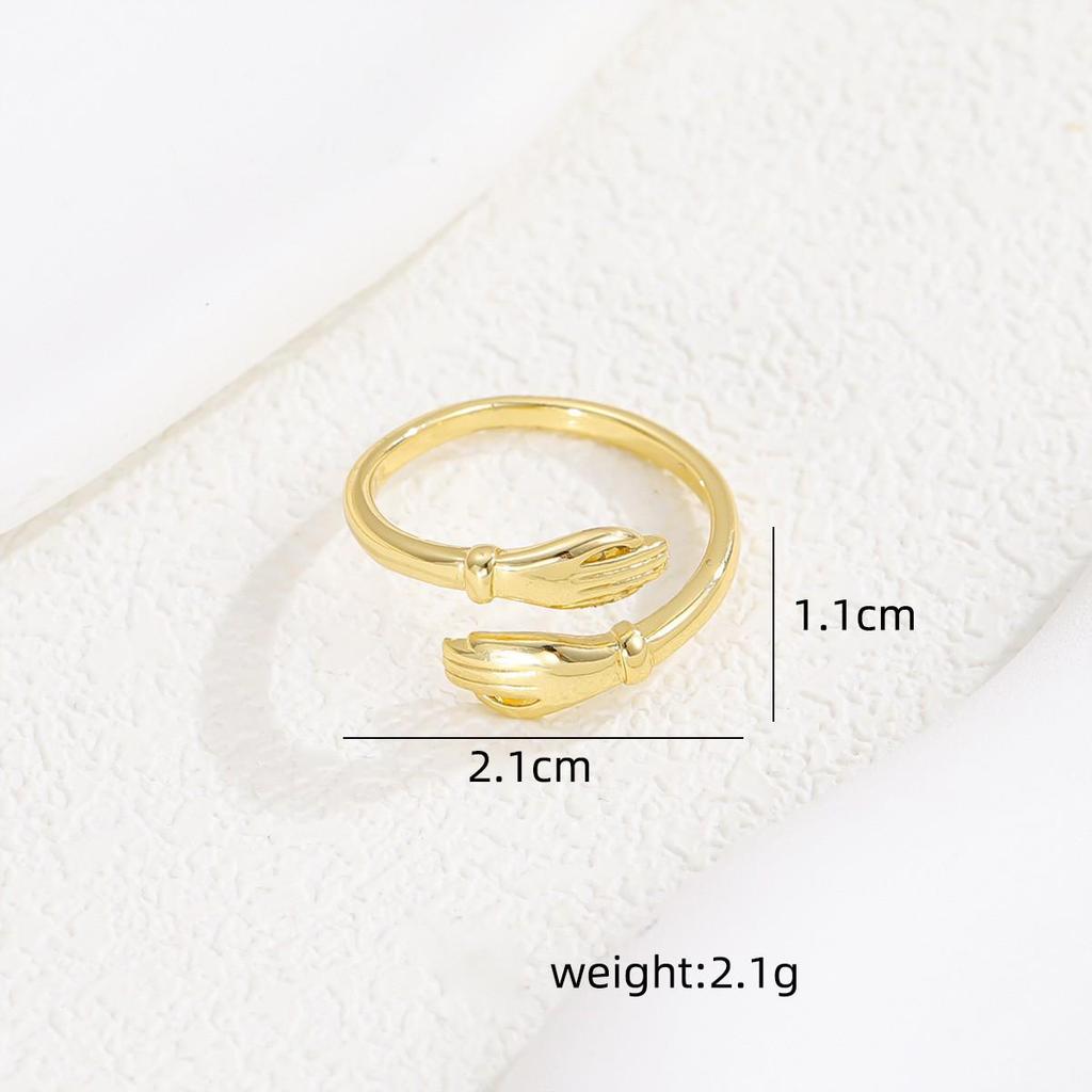 High-End Light Luxury Women's Copper Ring with Zircon Inlay and Real Gold Multi-Layer Design