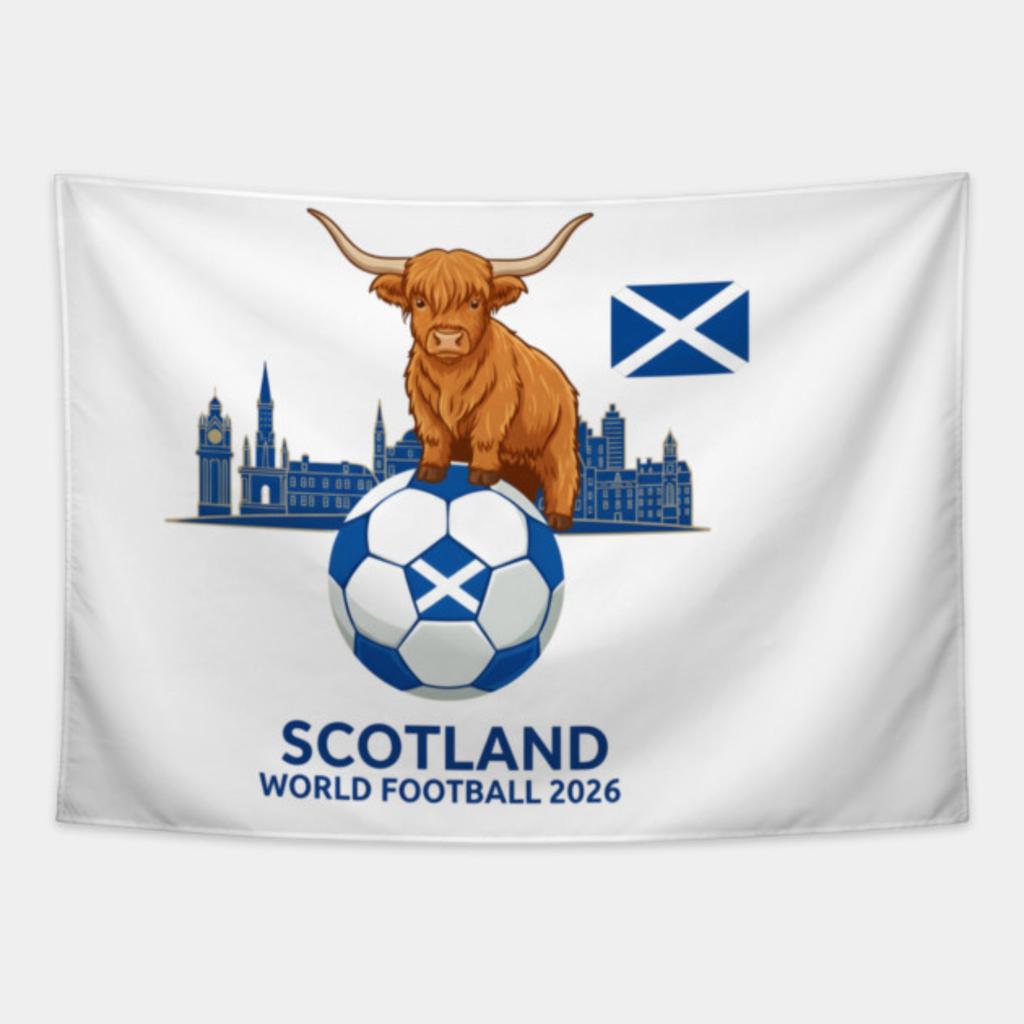 2026 Scotland Highland Cow Themed Soccer Tapestry Wall Hanging For Fans Home Party Living Room Bedroom