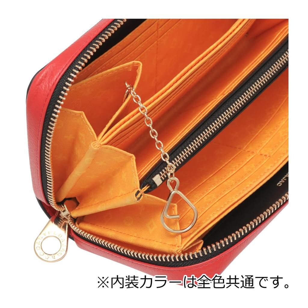 Long Wallet Genuine Leather Large Capacity 081603 Nezel Round Zipper Wide Open Card Storage Cowhide Red [Castelbajac] [14]